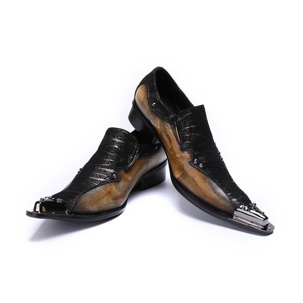 Chaussures Formelles Pour Hommes Mocassins Habillés Exotiques Eleganza - Café