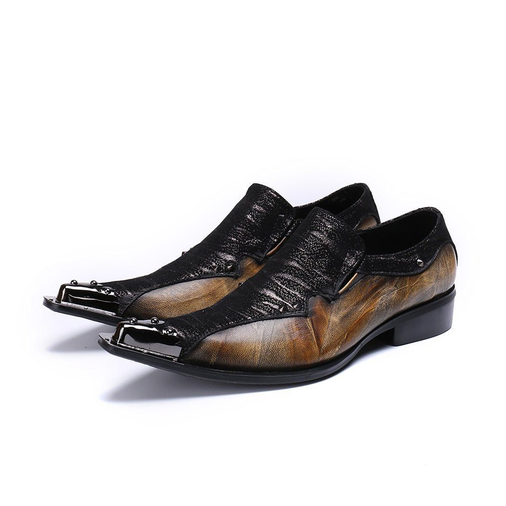 Chaussures Formelles Pour Hommes Mocassins Habillés Exotiques Eleganza - Café