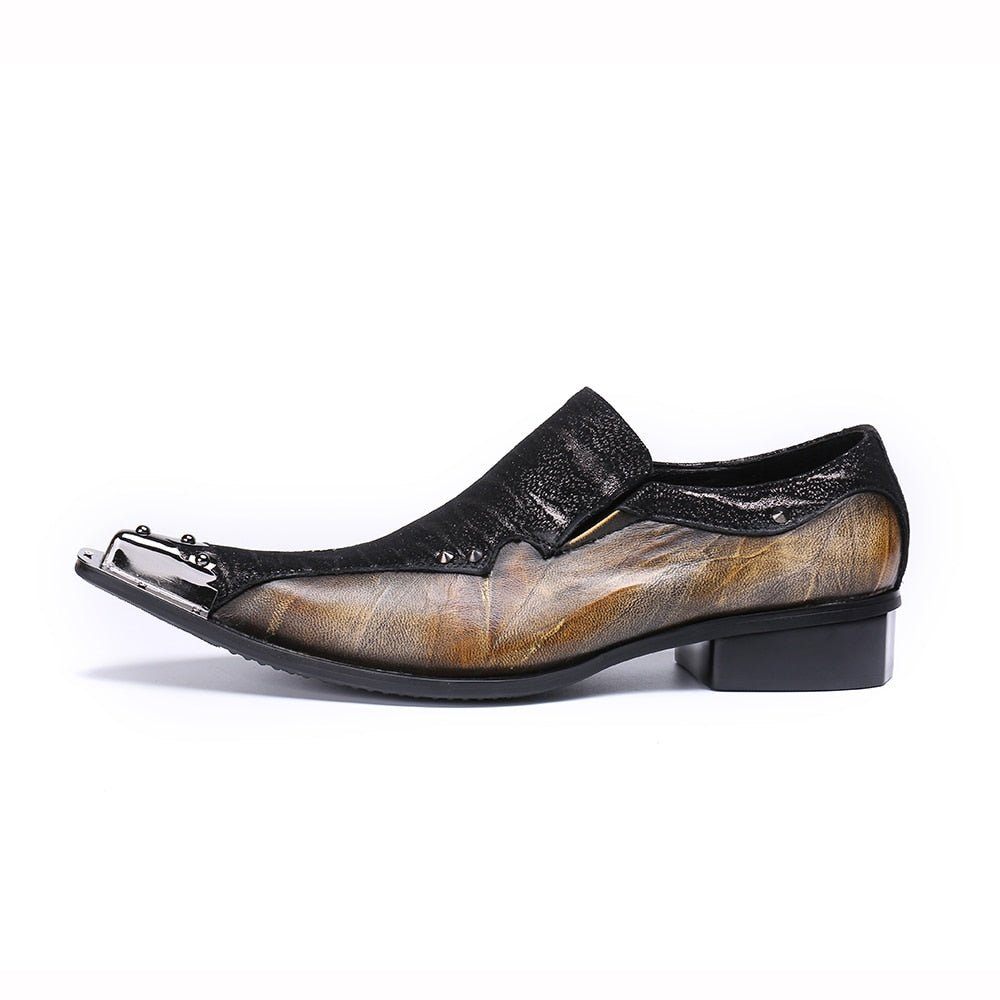 Chaussures Formelles Pour Hommes Mocassins Habillés Exotiques Eleganza - Café