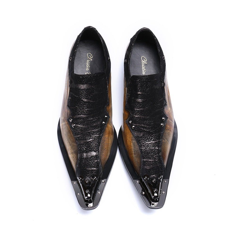 Chaussures Formelles Pour Hommes Mocassins Habillés Exotiques Eleganza - Café