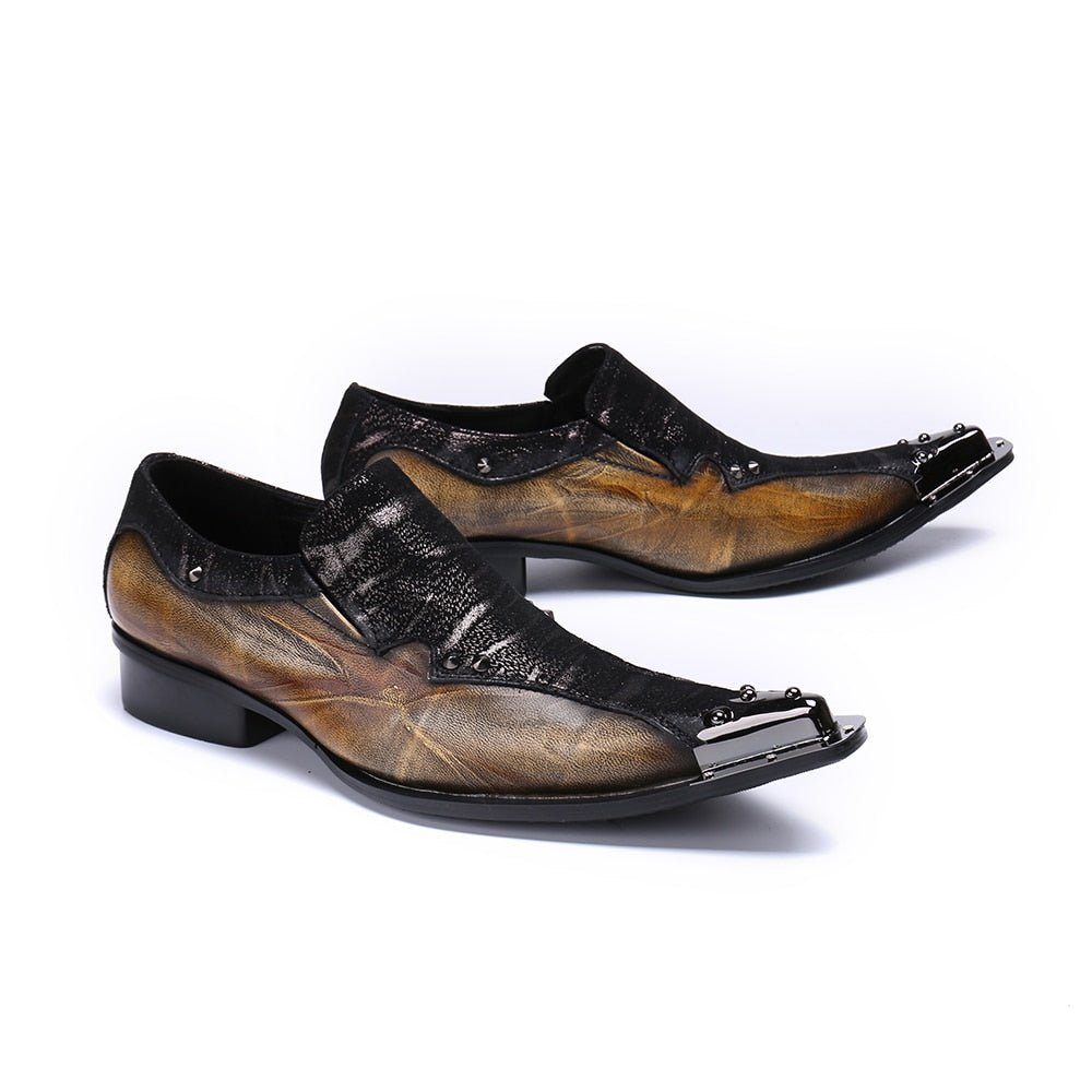 Chaussures Formelles Pour Hommes Mocassins Habillés Exotiques Eleganza - Café