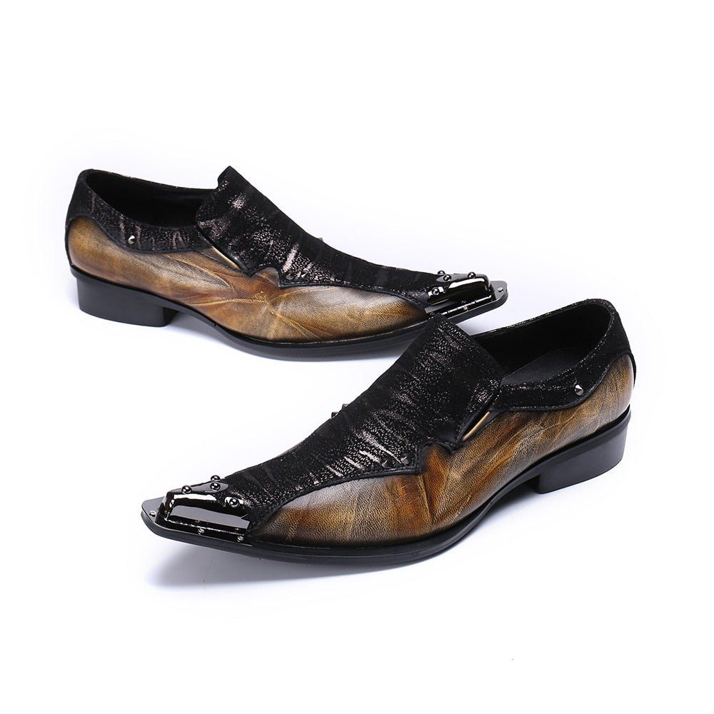 Chaussures Formelles Pour Hommes Mocassins Habillés Exotiques Eleganza - Café