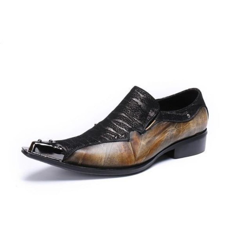 Chaussures Formelles Pour Hommes Mocassins Habillés Exotiques Eleganza - Café