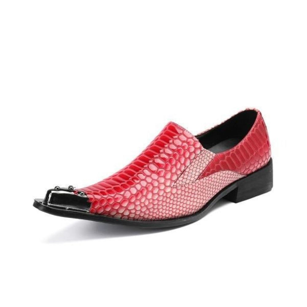 Chaussures Formelles Pour Hommes Mocassins Luxe À Motif Exotique Rayures Croco - Rouge