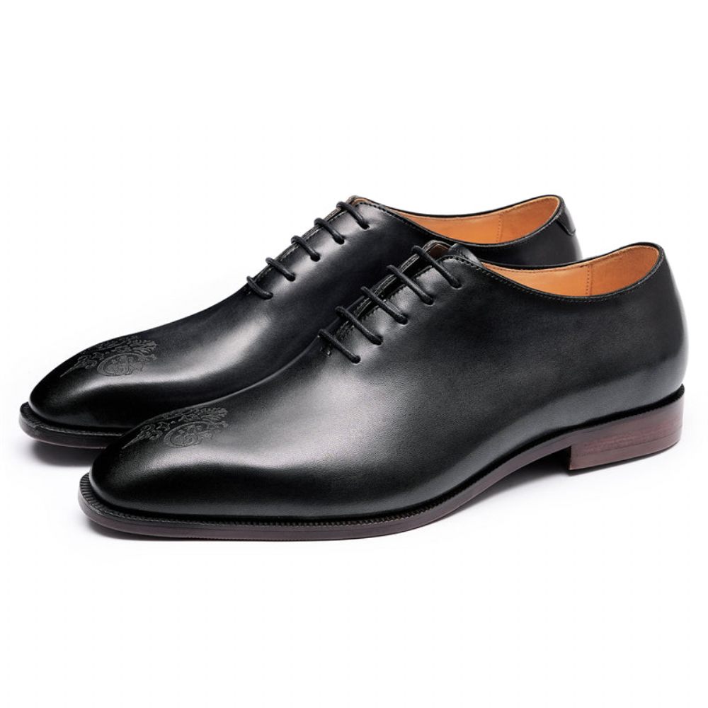 Chaussures Formelles Pour Hommes Mocassins Mariage Opulents Cuir Crocodile - Noir