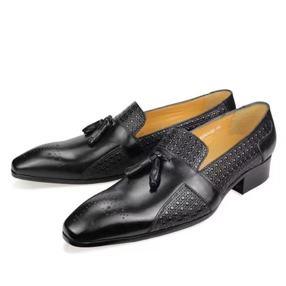 Chaussures Formelles Pour Hommes Mocassins Mariage Richelieu Cuir Oxford - Noir