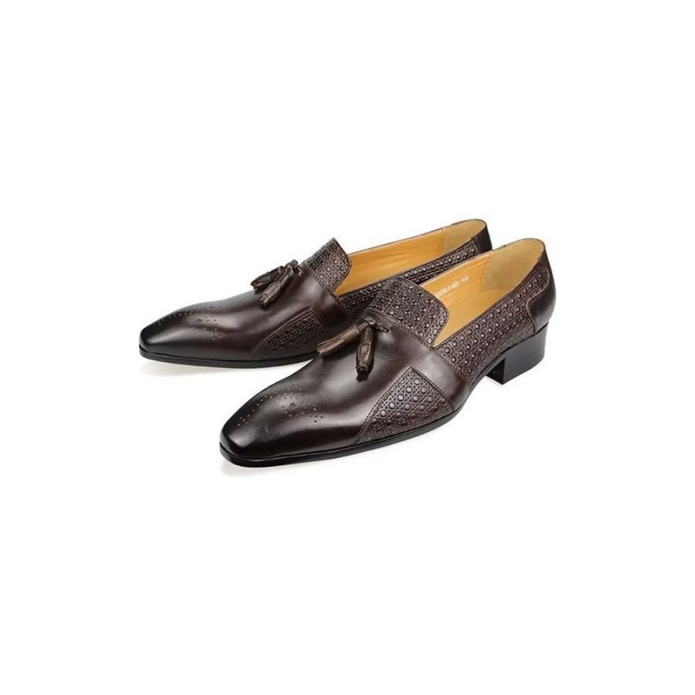 Chaussures Formelles Pour Hommes Mocassins Mariage Richelieu Cuir Oxford - Café