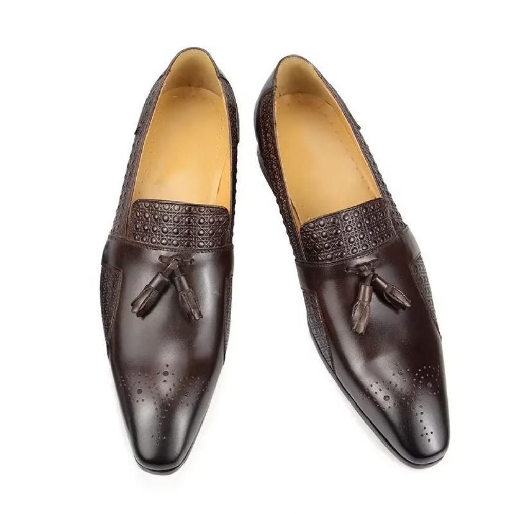 Chaussures Formelles Pour Hommes Mocassins Mariage Richelieu Cuir Oxford - Café