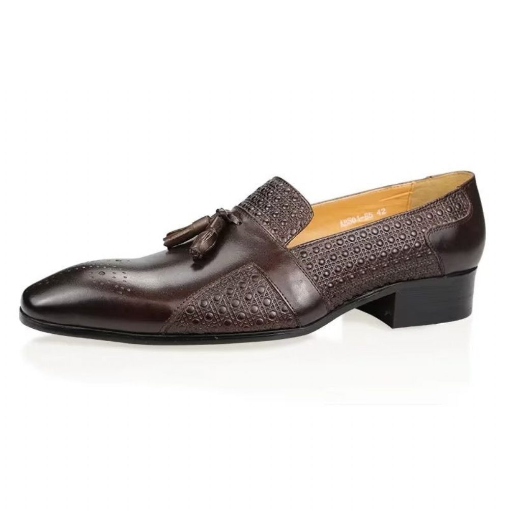 Chaussures Formelles Pour Hommes Mocassins Mariage Richelieu Cuir Oxford - Café