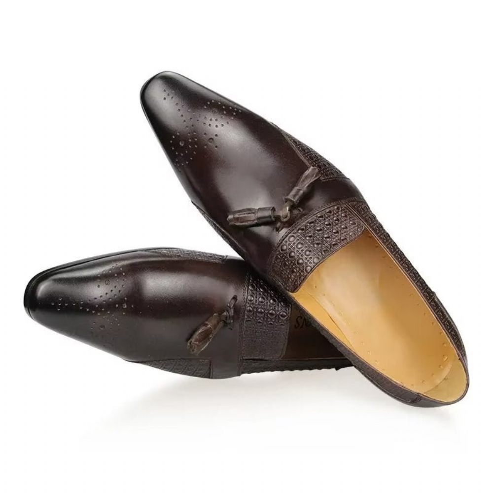 Chaussures Formelles Pour Hommes Mocassins Mariage Richelieu Cuir Oxford - Café