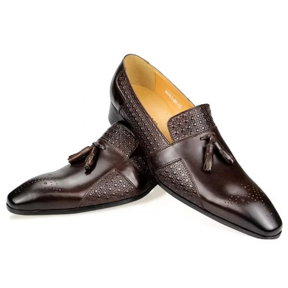 Chaussures Formelles Pour Hommes Mocassins Mariage Richelieu Cuir Oxford - Café