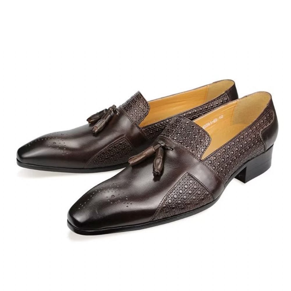 Chaussures Formelles Pour Hommes Mocassins Mariage Richelieu Cuir Oxford - Café