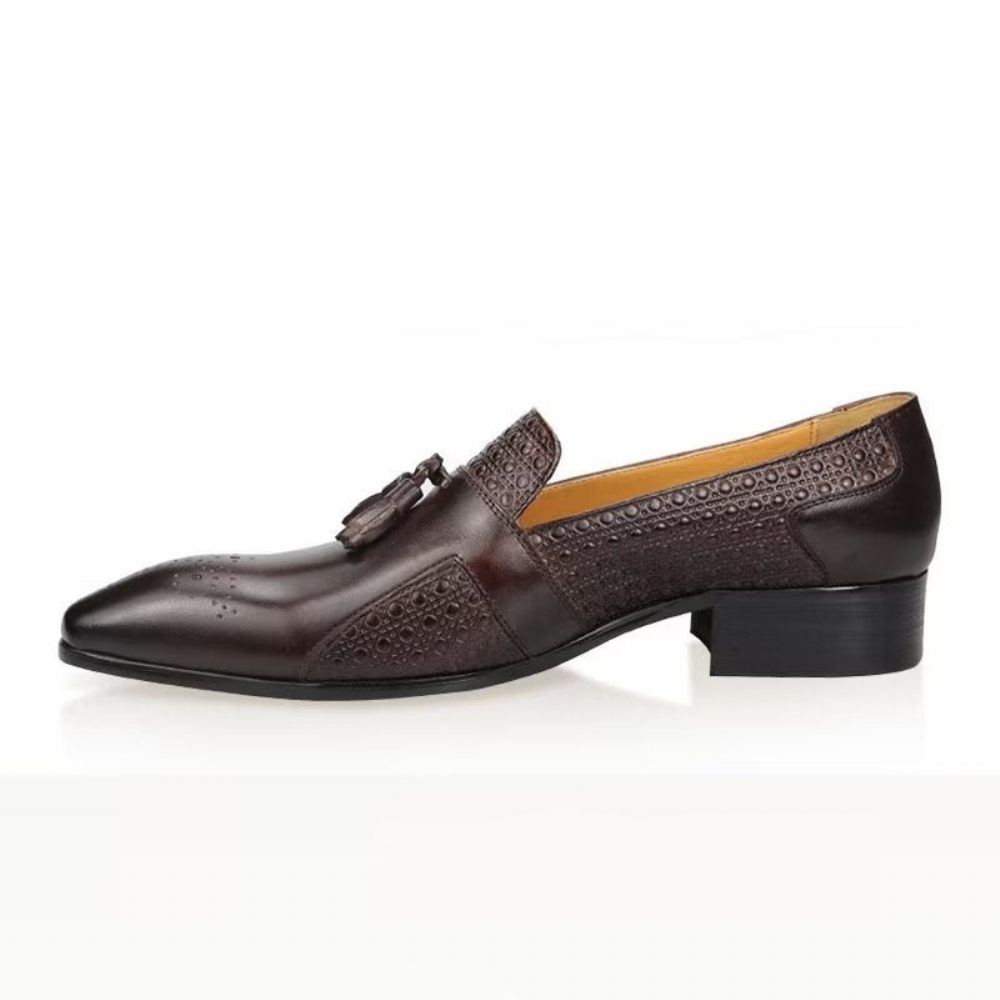 Chaussures Formelles Pour Hommes Mocassins Mariage Richelieu Cuir Oxford - Café