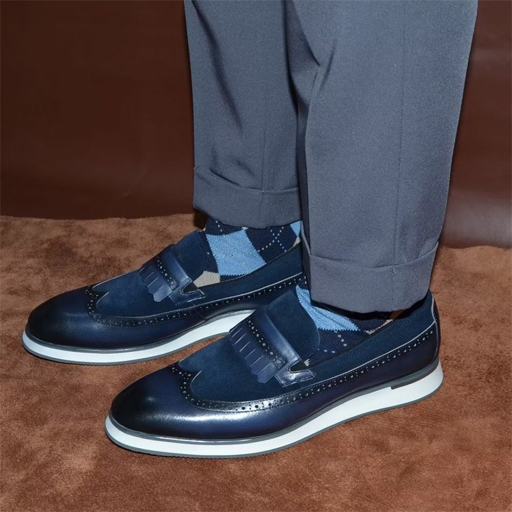 Chaussures Formelles Pour Hommes Mocassins Modernes Et Confortables - Bleu