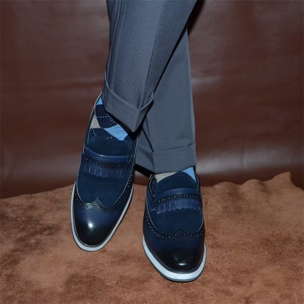 Chaussures Formelles Pour Hommes Mocassins Modernes Et Confortables - Bleu