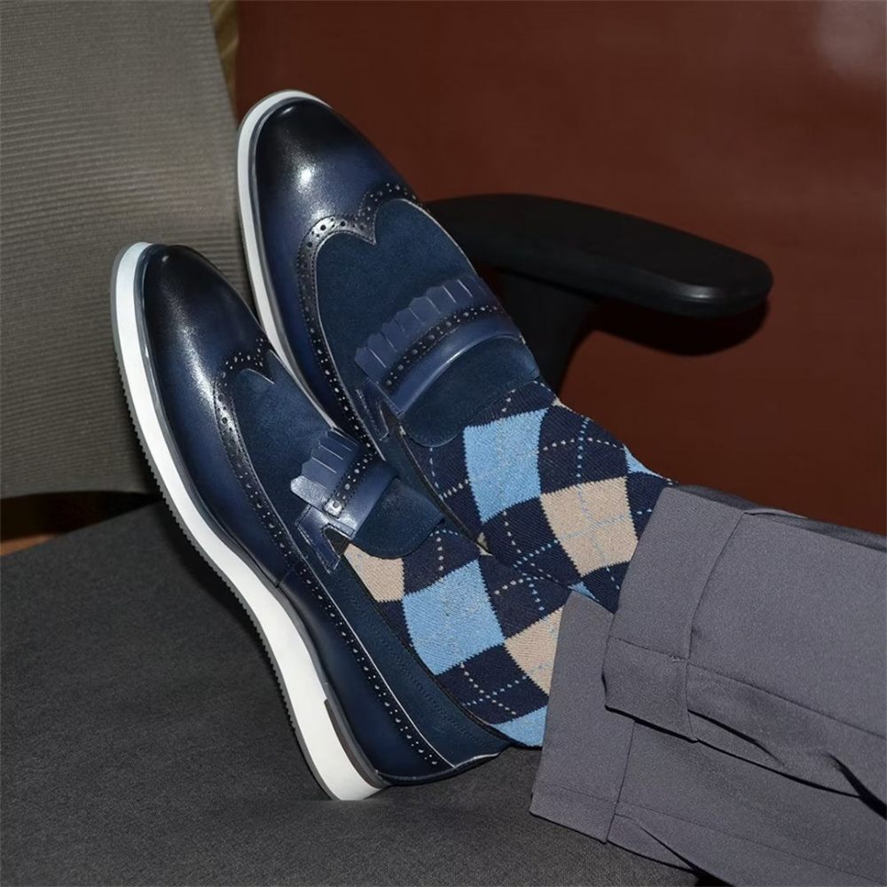 Chaussures Formelles Pour Hommes Mocassins Modernes Et Confortables - Bleu