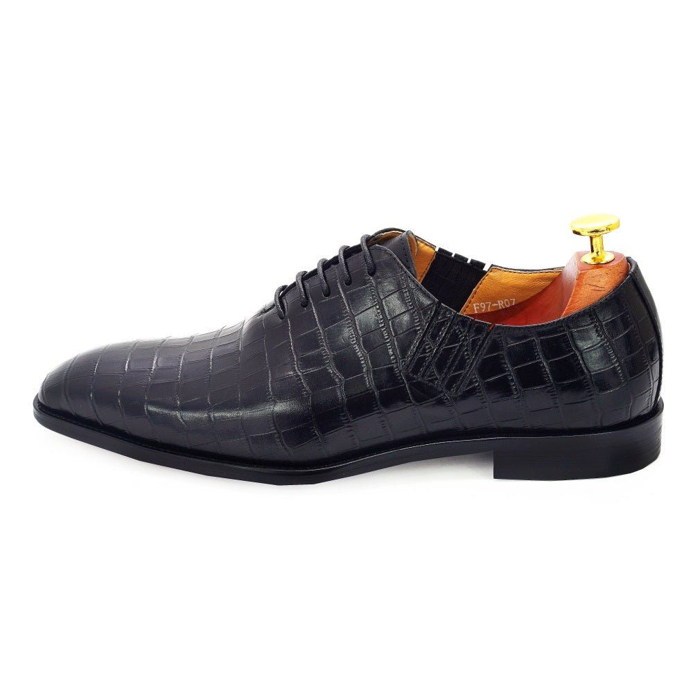 Chaussures Formelles Pour Hommes Motif Crocodile Exquis Bout Pointu Oxford - Noir