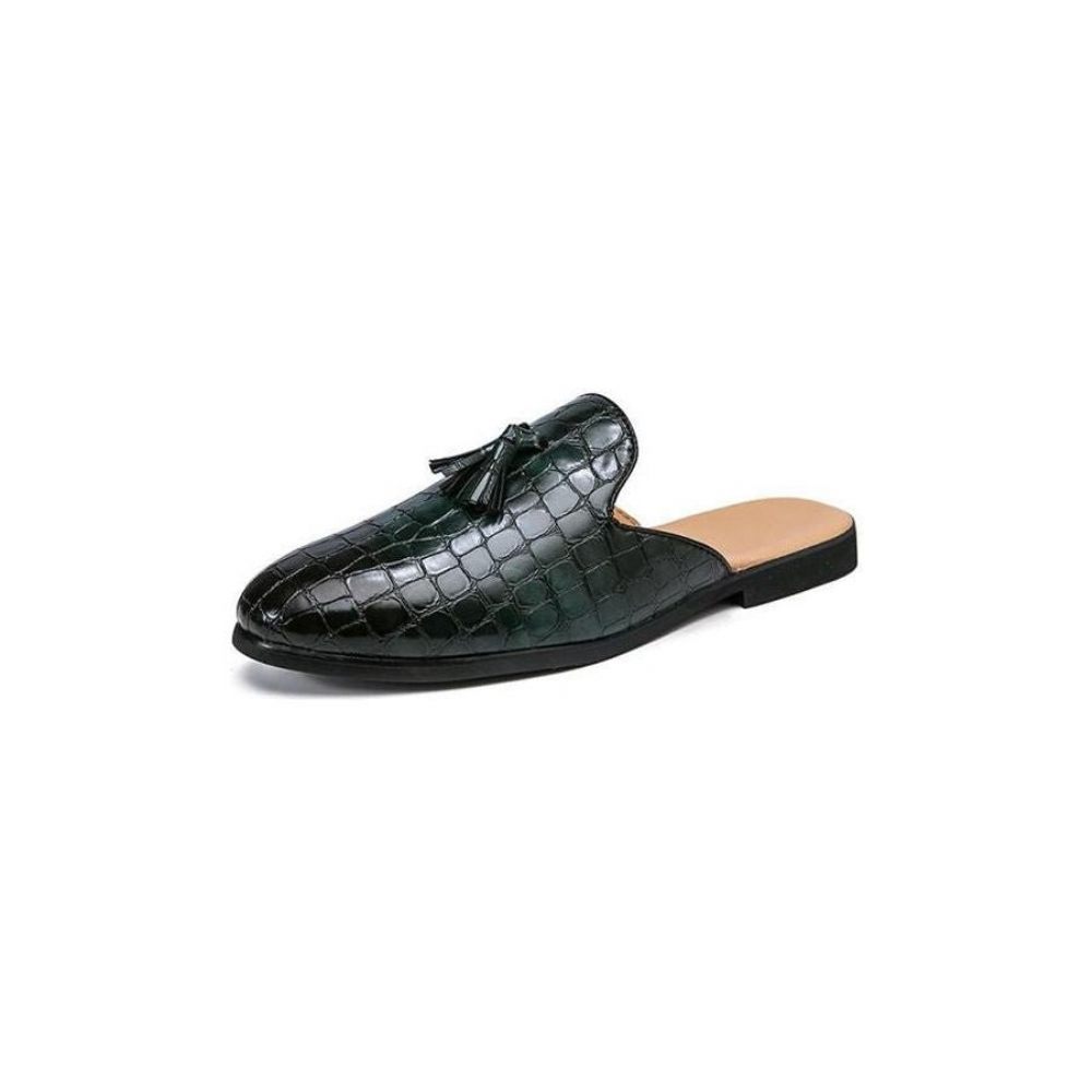 Chaussures Formelles Pour Hommes Mules À Enfiler Chics Et Confortables Motif Crocodile - Vert