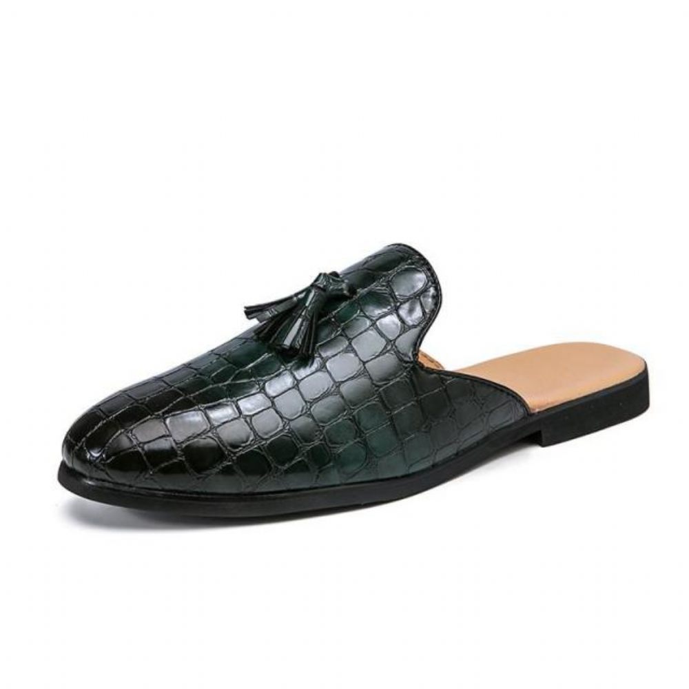 Chaussures Formelles Pour Hommes Mules À Enfiler Chics Et Confortables Motif Crocodile - Vert