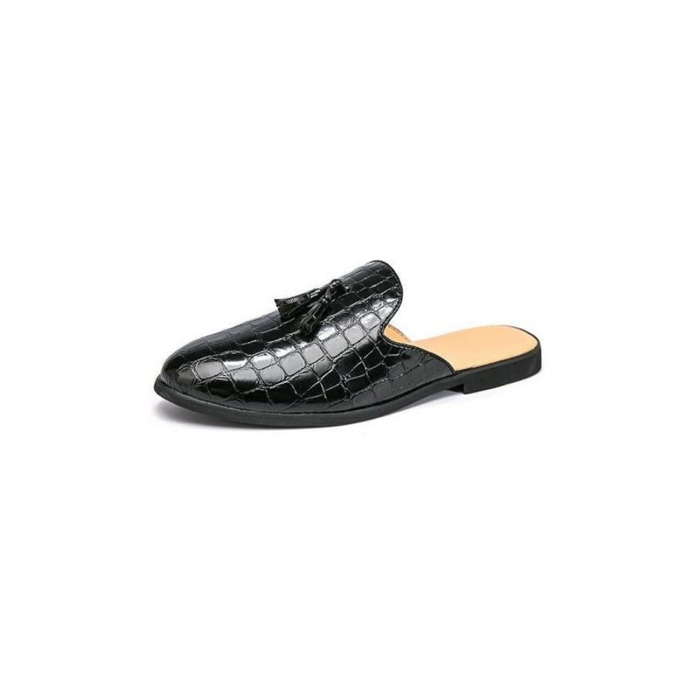 Chaussures Formelles Pour Hommes Mules À Enfiler Chics Et Confortables Motif Crocodile - Noir