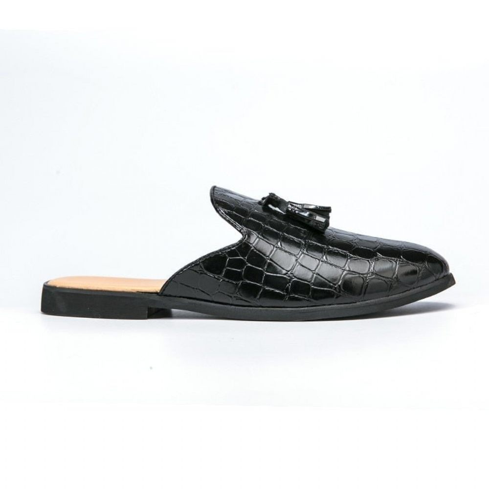 Chaussures Formelles Pour Hommes Mules À Enfiler Chics Et Confortables Motif Crocodile - Noir