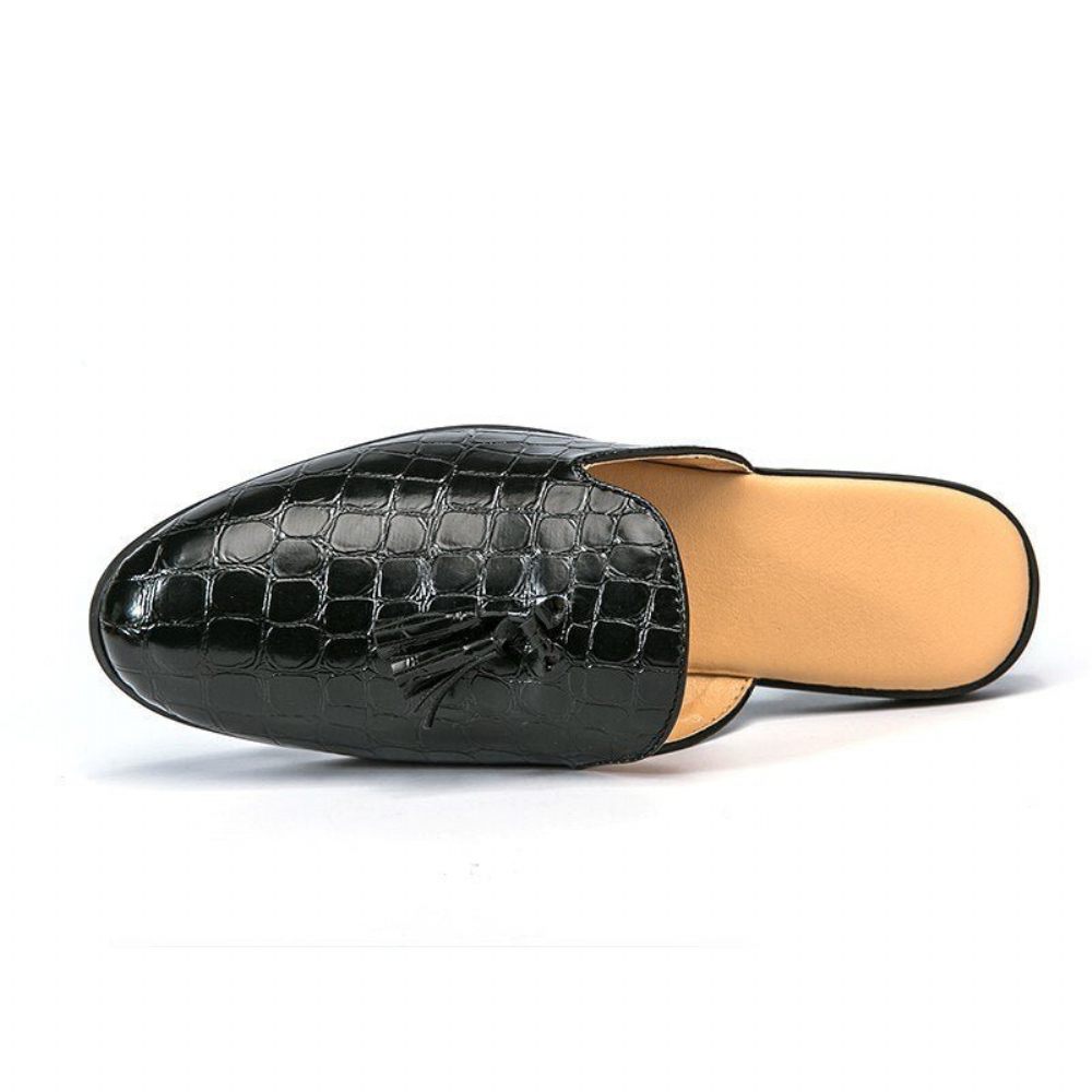 Chaussures Formelles Pour Hommes Mules À Enfiler Chics Et Confortables Motif Crocodile - Noir