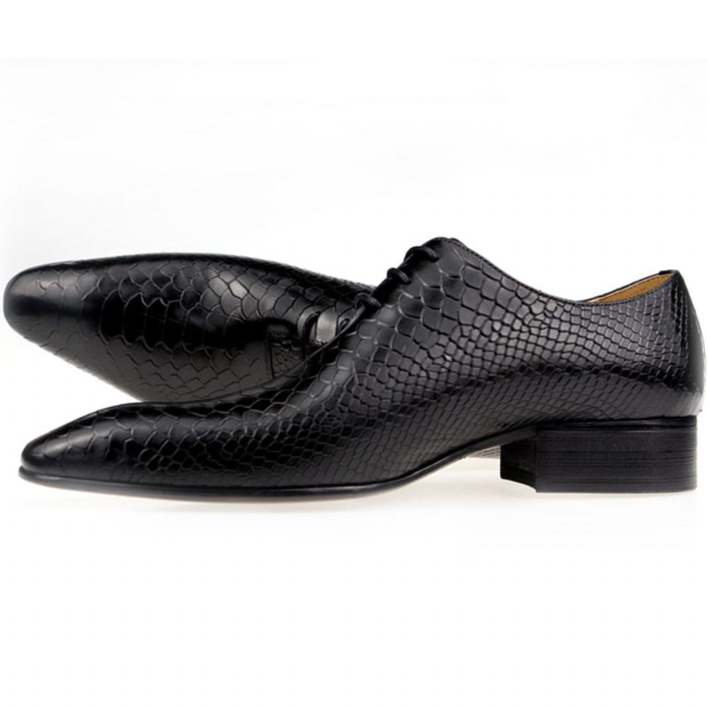 Chaussures Formelles Pour Hommes Opulent Crocprint Habillées Oxford À Bout Pointu - Noir