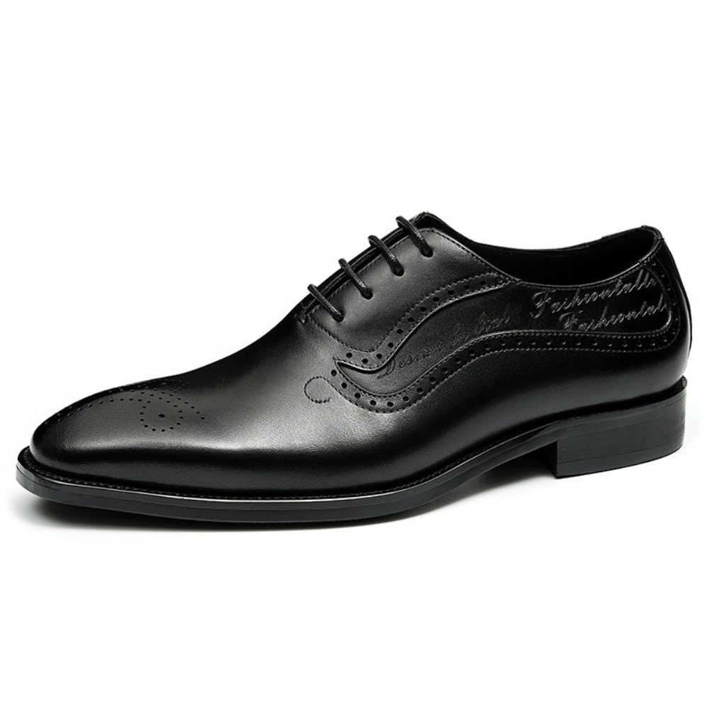 Chaussures Formelles Pour Hommes Opulent Richelieu Sculpté À Lacets Bout Pointu - Noir