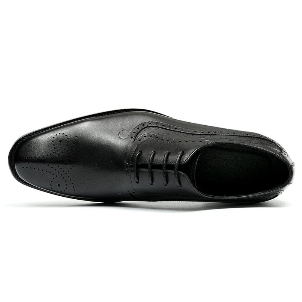 Chaussures Formelles Pour Hommes Opulent Richelieu Sculpté À Lacets Bout Pointu - Noir