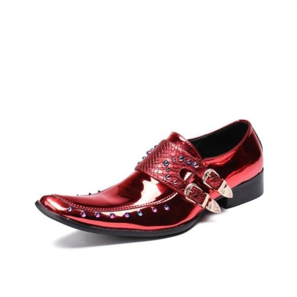 Chaussures Formelles Pour Hommes Oxford À Bout Carré - Rouge