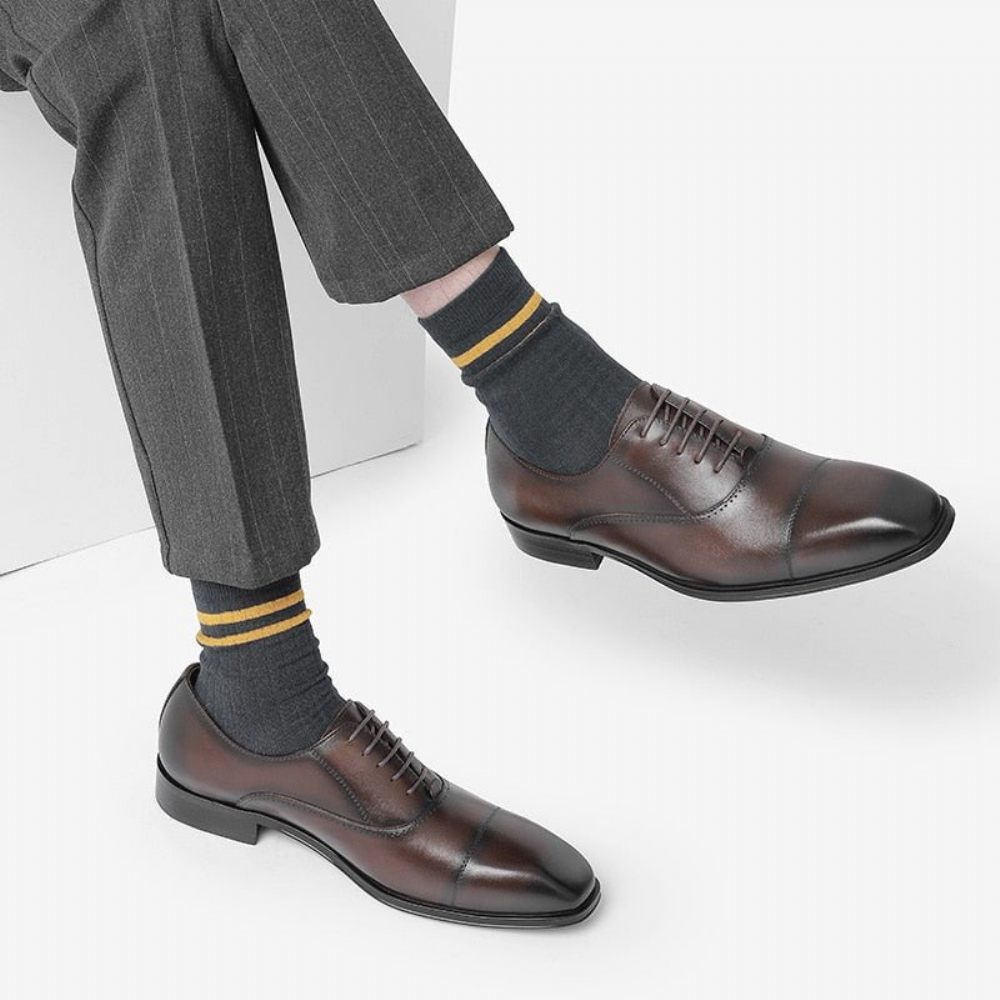 Chaussures Formelles Pour Hommes Oxford À Bout Pointu - Café