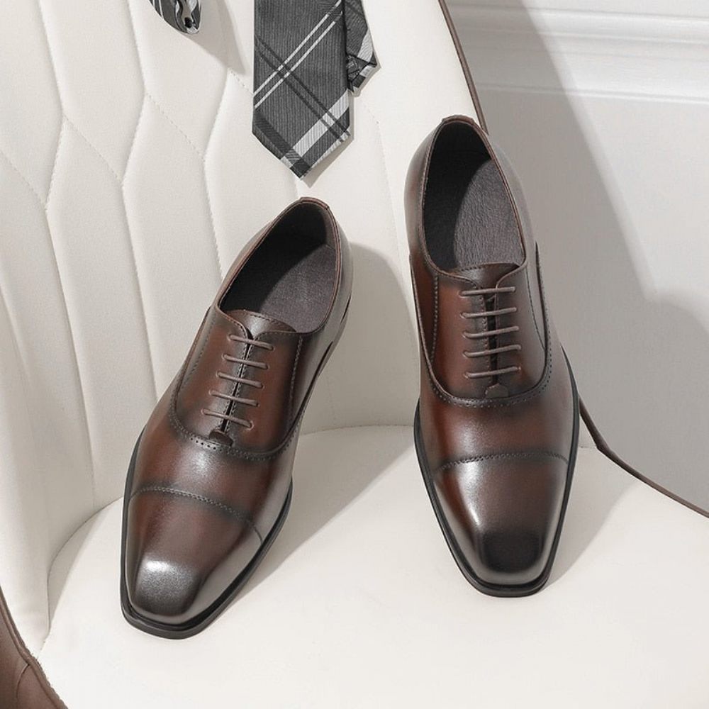 Chaussures Formelles Pour Hommes Oxford À Bout Pointu - Café