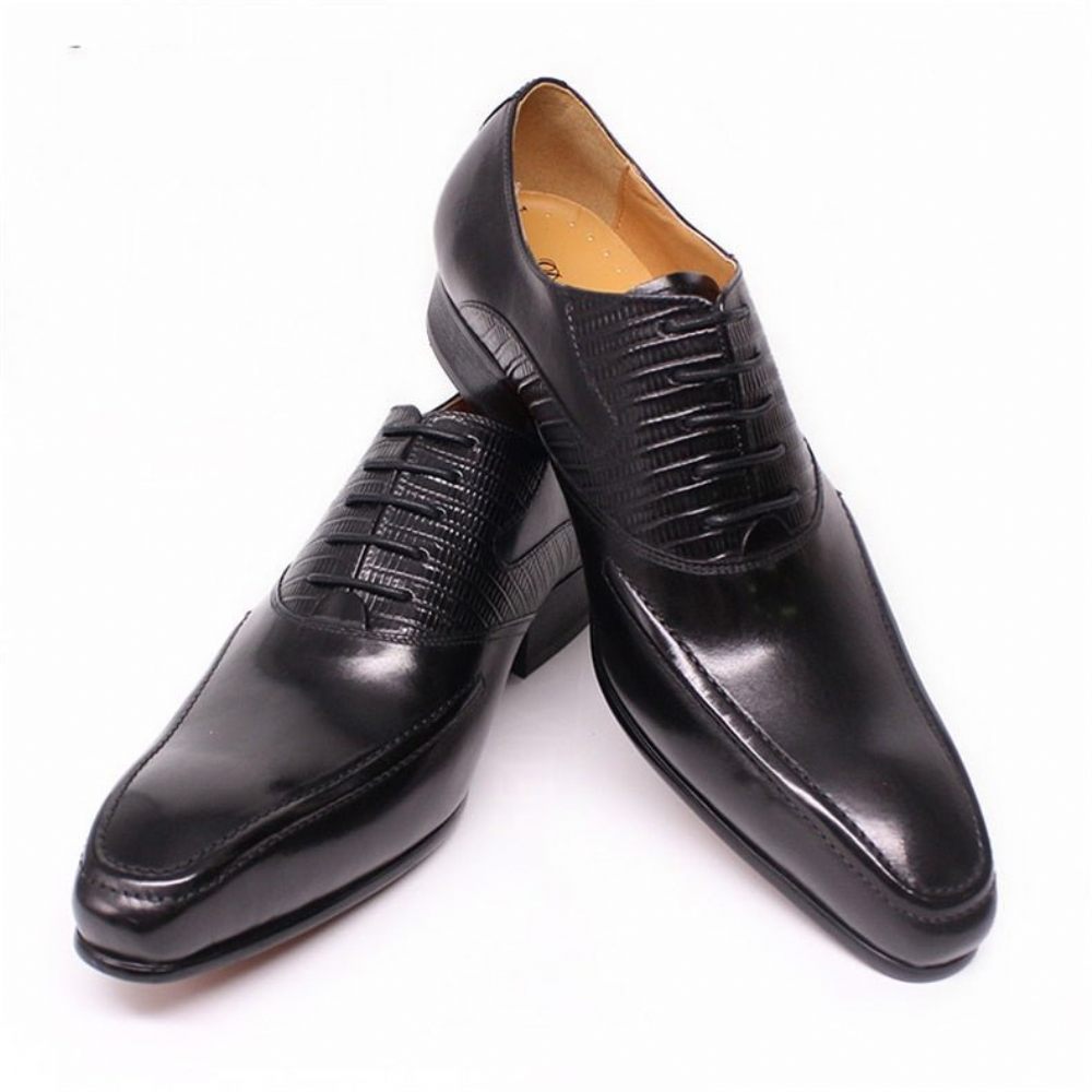 Chaussures Formelles Pour Hommes Oxford À Bout Pointu Exotique - Noir