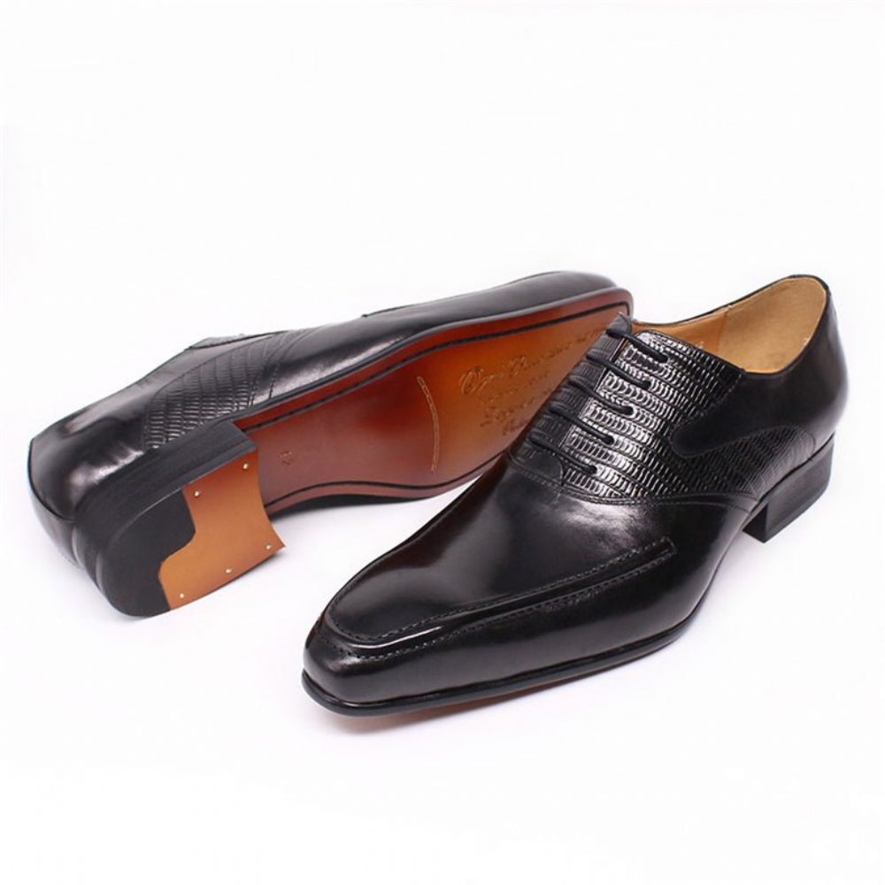 Chaussures Formelles Pour Hommes Oxford À Bout Pointu Exotique - Noir