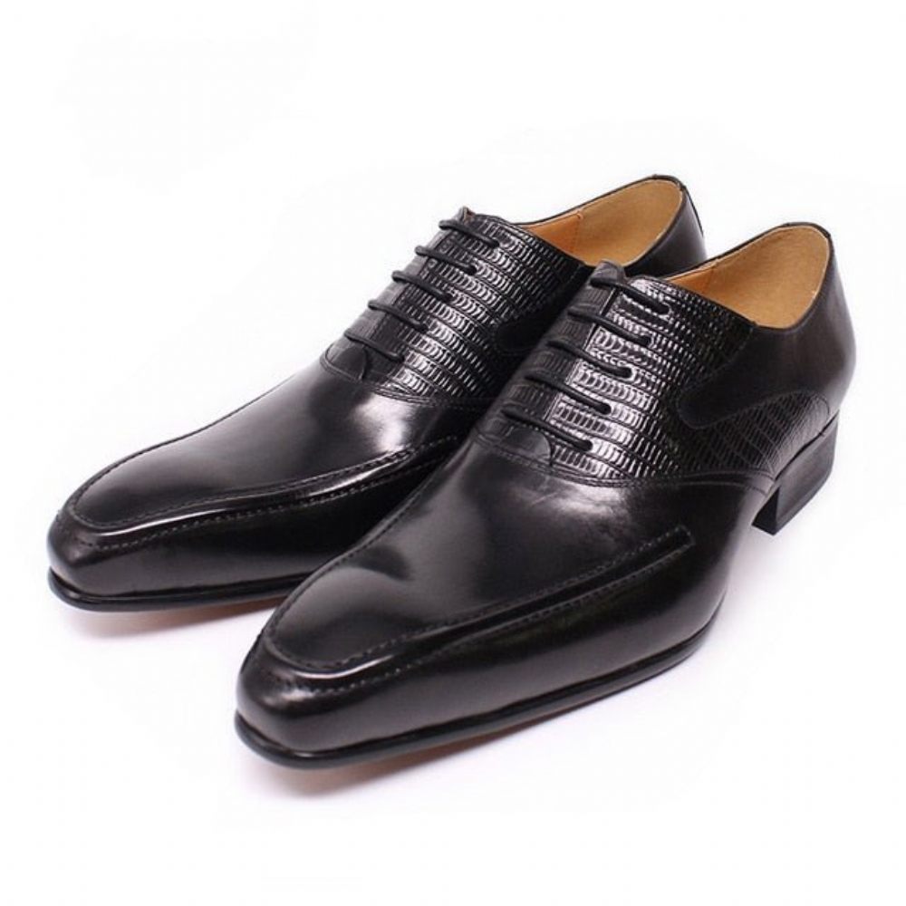 Chaussures Formelles Pour Hommes Oxford À Bout Pointu Exotique - Noir