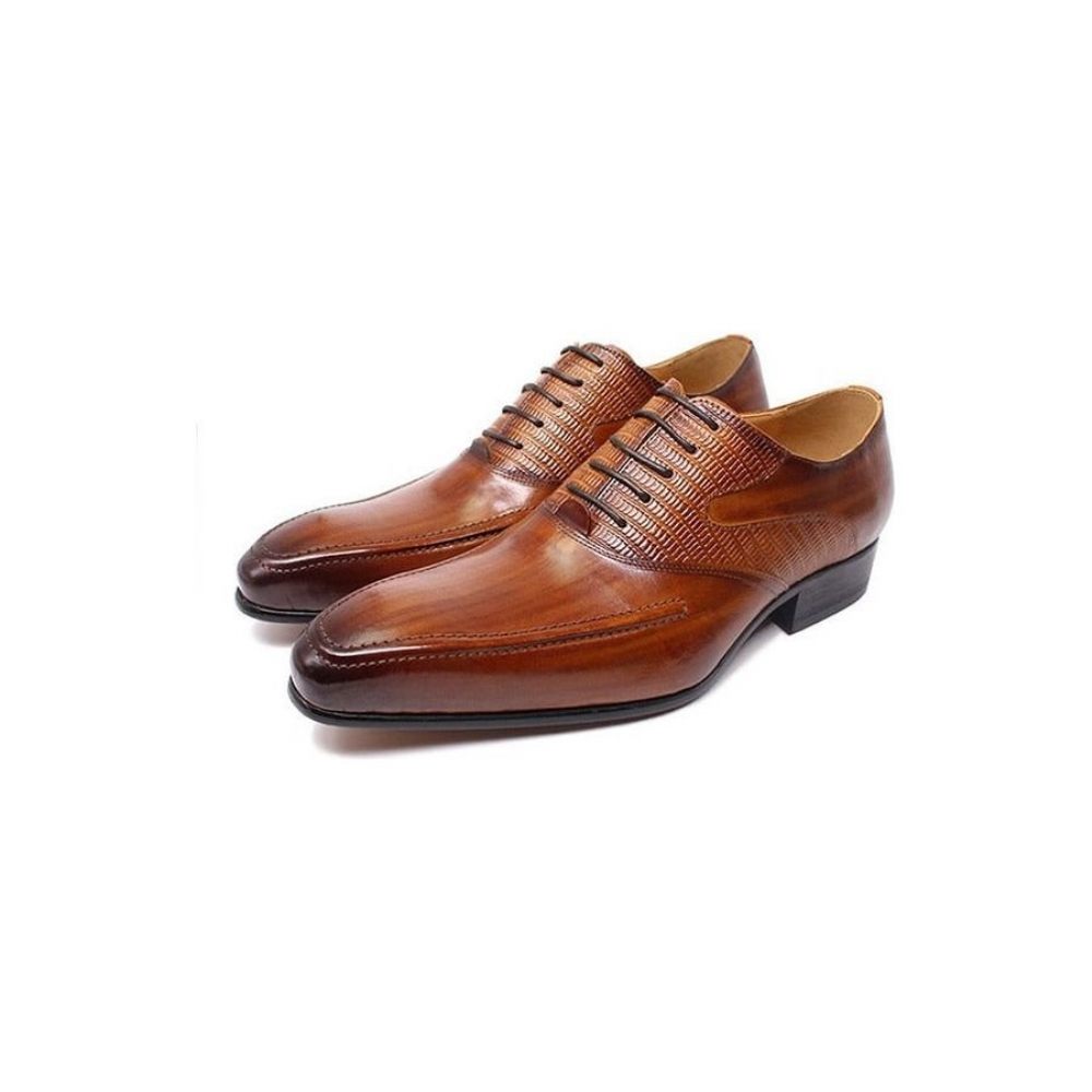 Chaussures Formelles Pour Hommes Oxford À Bout Pointu Exotique - Café