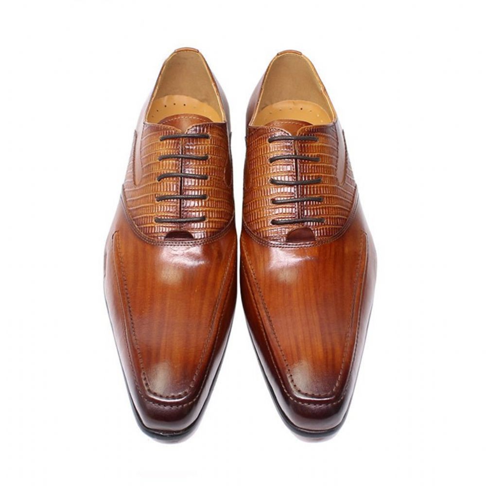 Chaussures Formelles Pour Hommes Oxford À Bout Pointu Exotique - Café