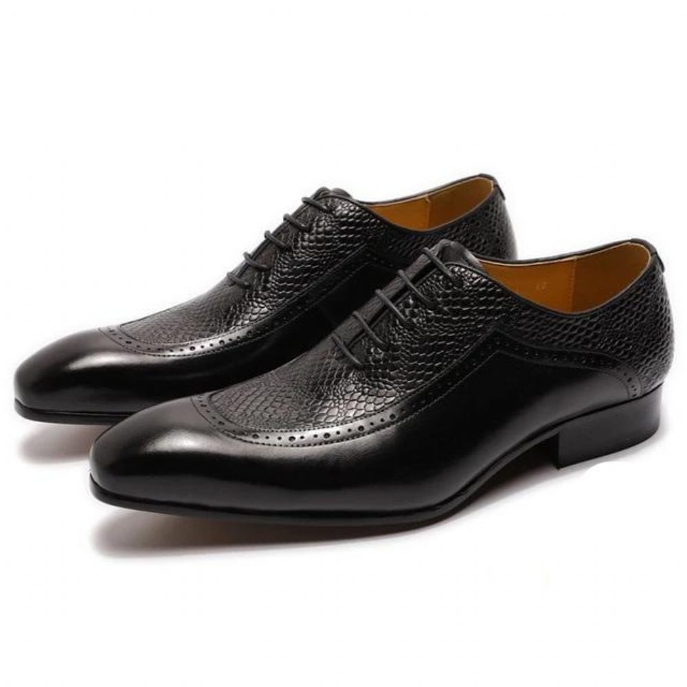 Chaussures Formelles Pour Hommes Oxford À Bout Pointu Exquises - Noir