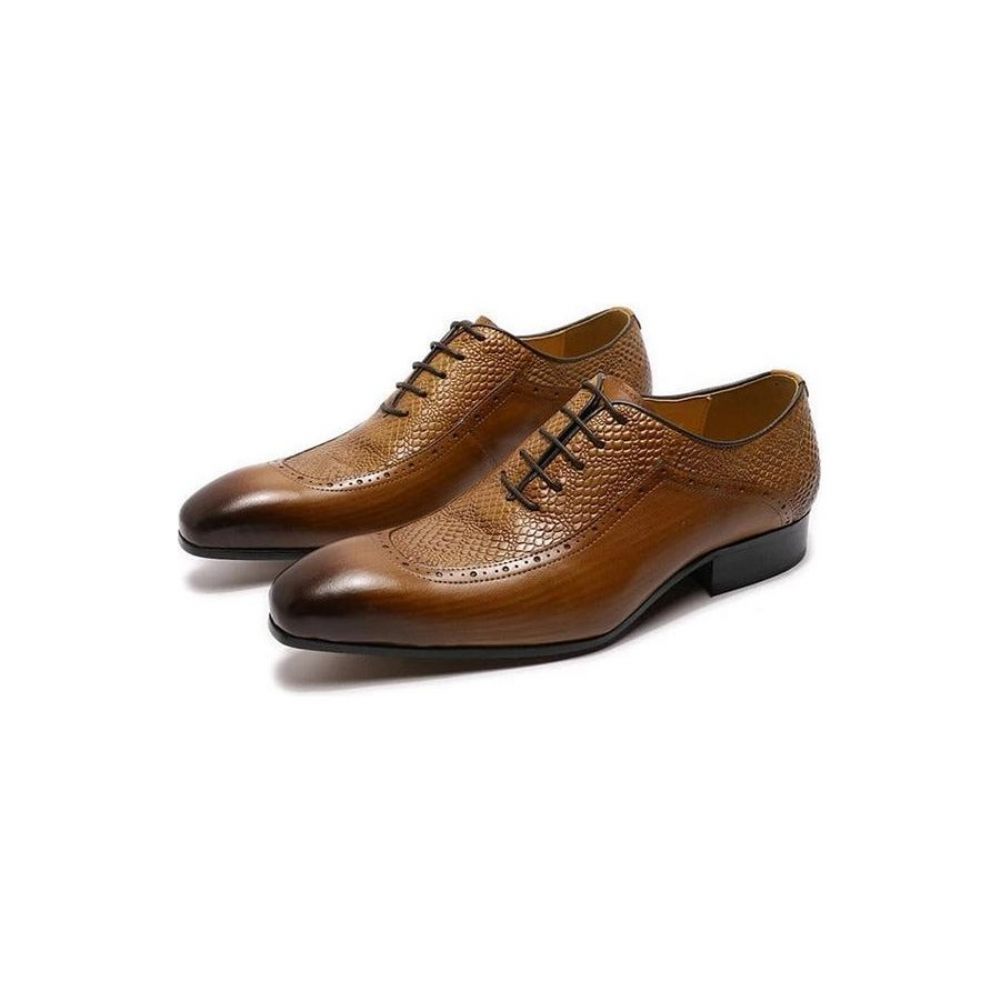 Chaussures Formelles Pour Hommes Oxford À Bout Pointu Exquises - Café