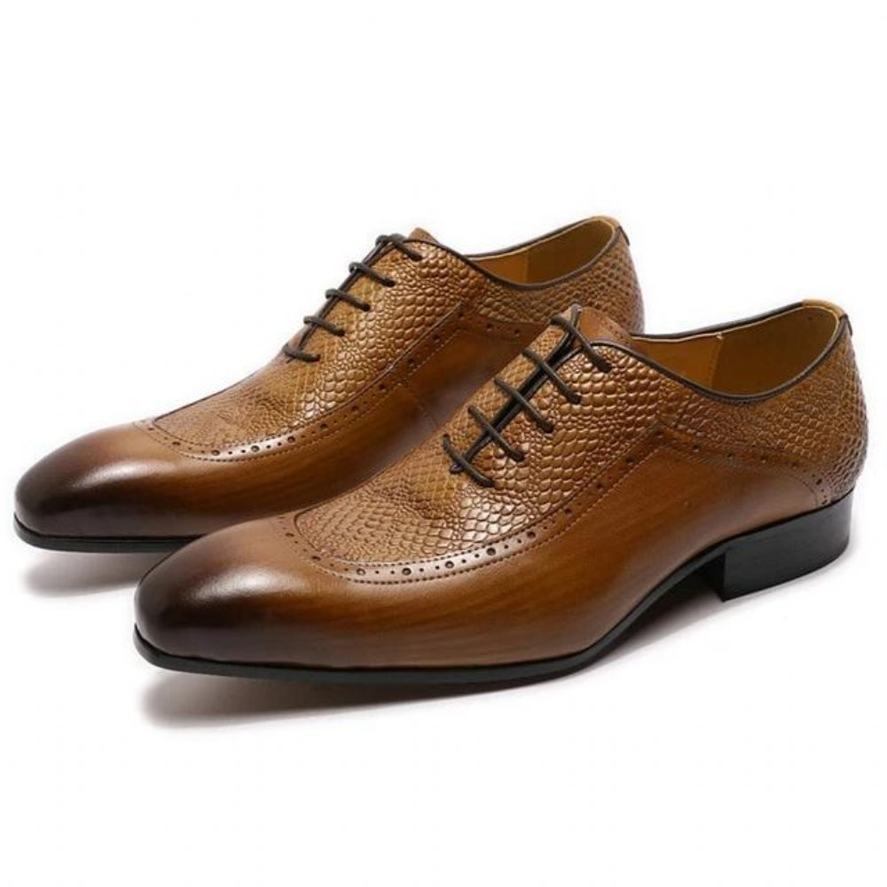 Chaussures Formelles Pour Hommes Oxford À Bout Pointu Exquises - Café