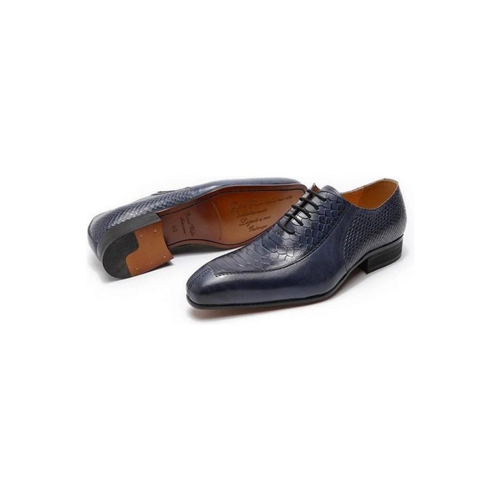 Chaussures Formelles Pour Hommes Oxford À Bout Pointu Exquises - Bleu