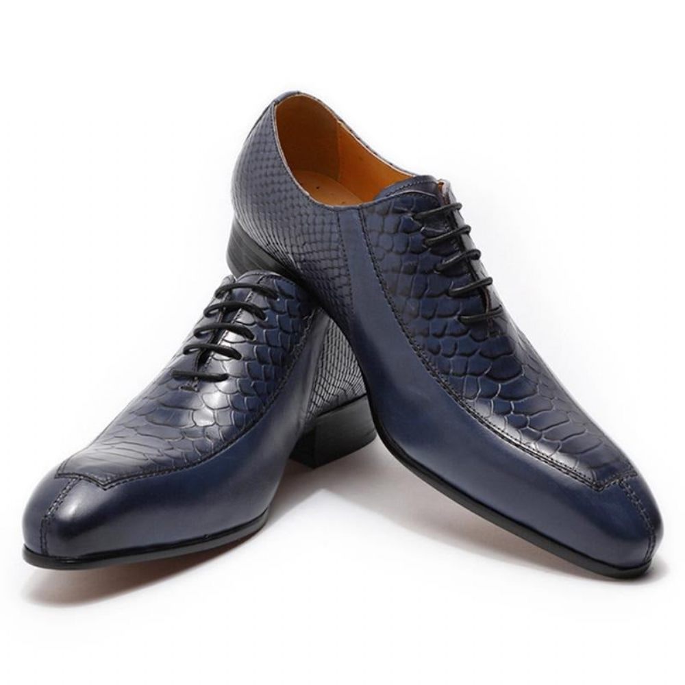 Chaussures Formelles Pour Hommes Oxford À Bout Pointu Exquises - Bleu