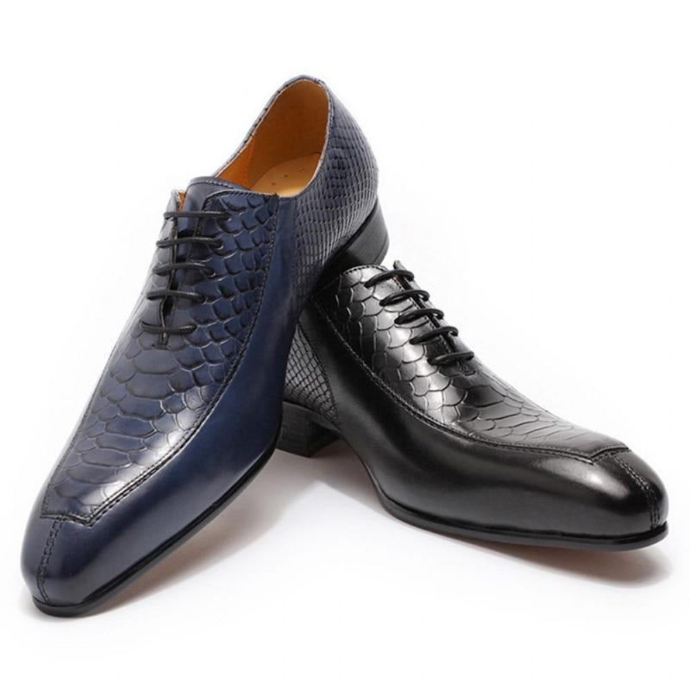 Chaussures Formelles Pour Hommes Oxford À Bout Pointu Exquises - Bleu