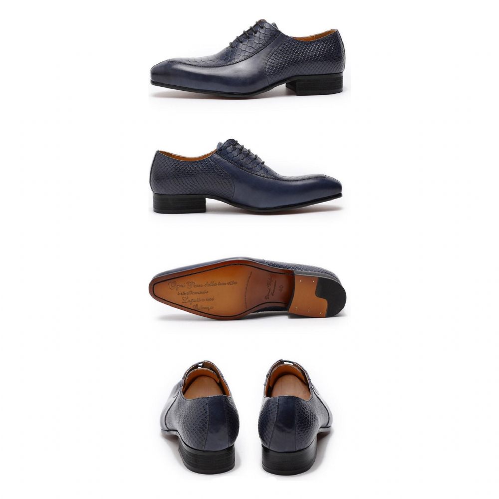 Chaussures Formelles Pour Hommes Oxford À Bout Pointu Exquises - Bleu