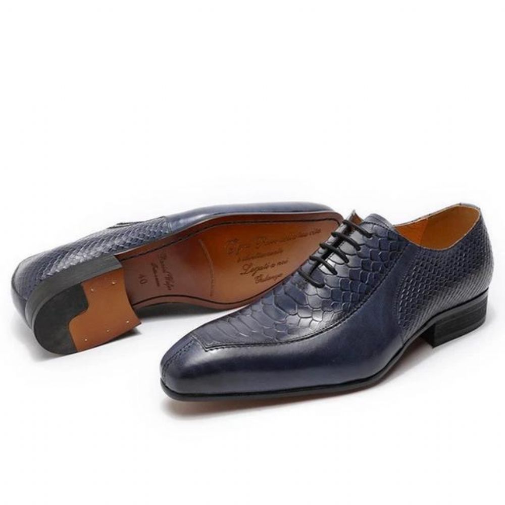 Chaussures Formelles Pour Hommes Oxford À Bout Pointu Exquises - Bleu