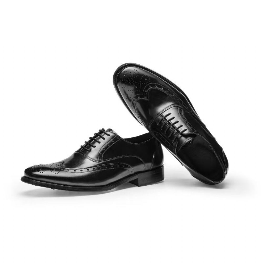 Chaussures Formelles Pour Hommes Oxford Classiques Cuir Raffiné Poli - Noir