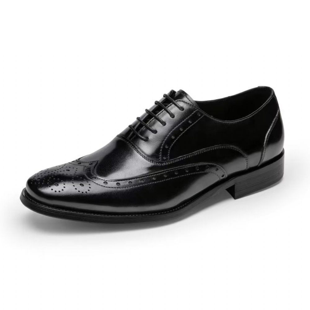 Chaussures Formelles Pour Hommes Oxford Classiques Cuir Raffiné Poli - Noir