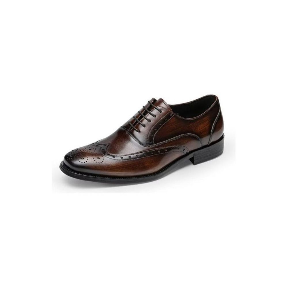 Chaussures Formelles Pour Hommes Oxford Classiques Cuir Raffiné Poli - Café