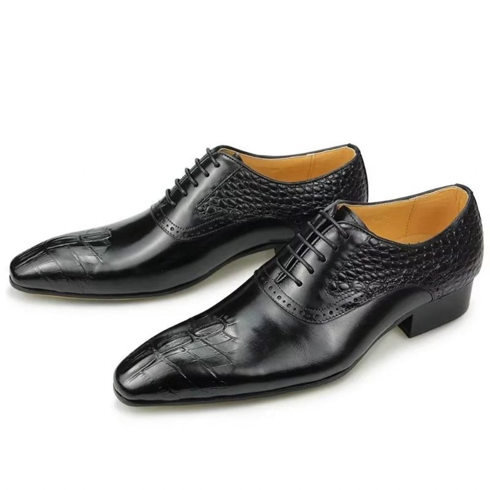 Chaussures Formelles Pour Hommes Oxford Cuir Luxe Opulent Brogue Nuptial - Noir