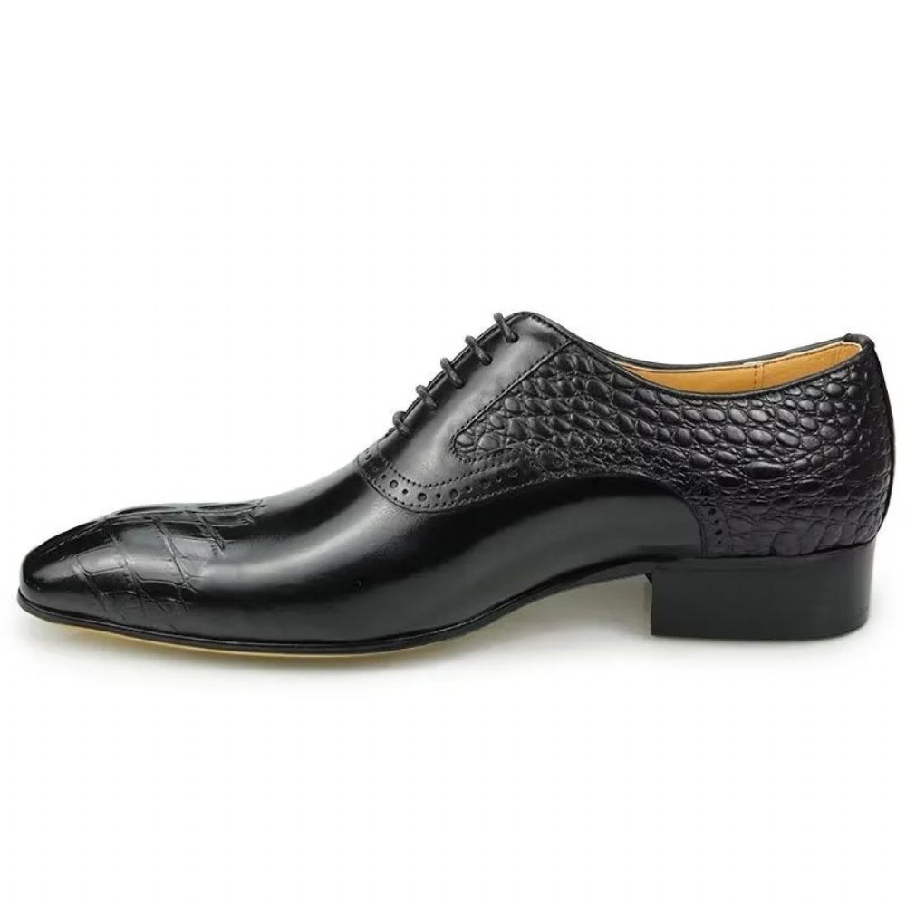 Chaussures Formelles Pour Hommes Oxford Cuir Luxe Opulent Brogue Nuptial - Noir